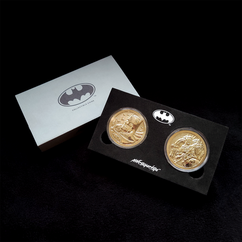 Batman Collectible Coins Set - Gold + Batman Acrylic Stand - Blast Duo Set - Awesomeism