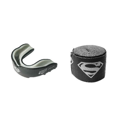 Superman in Black Suit Boxing Hand Wrap & Mouthguard Set - Awesomeism