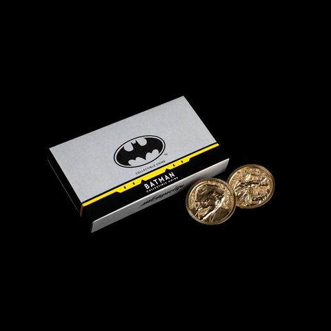 The Joker Collectible Coins Set - Gold + Harley Quinn Acrylic Stand Duo Set - Awesomeism